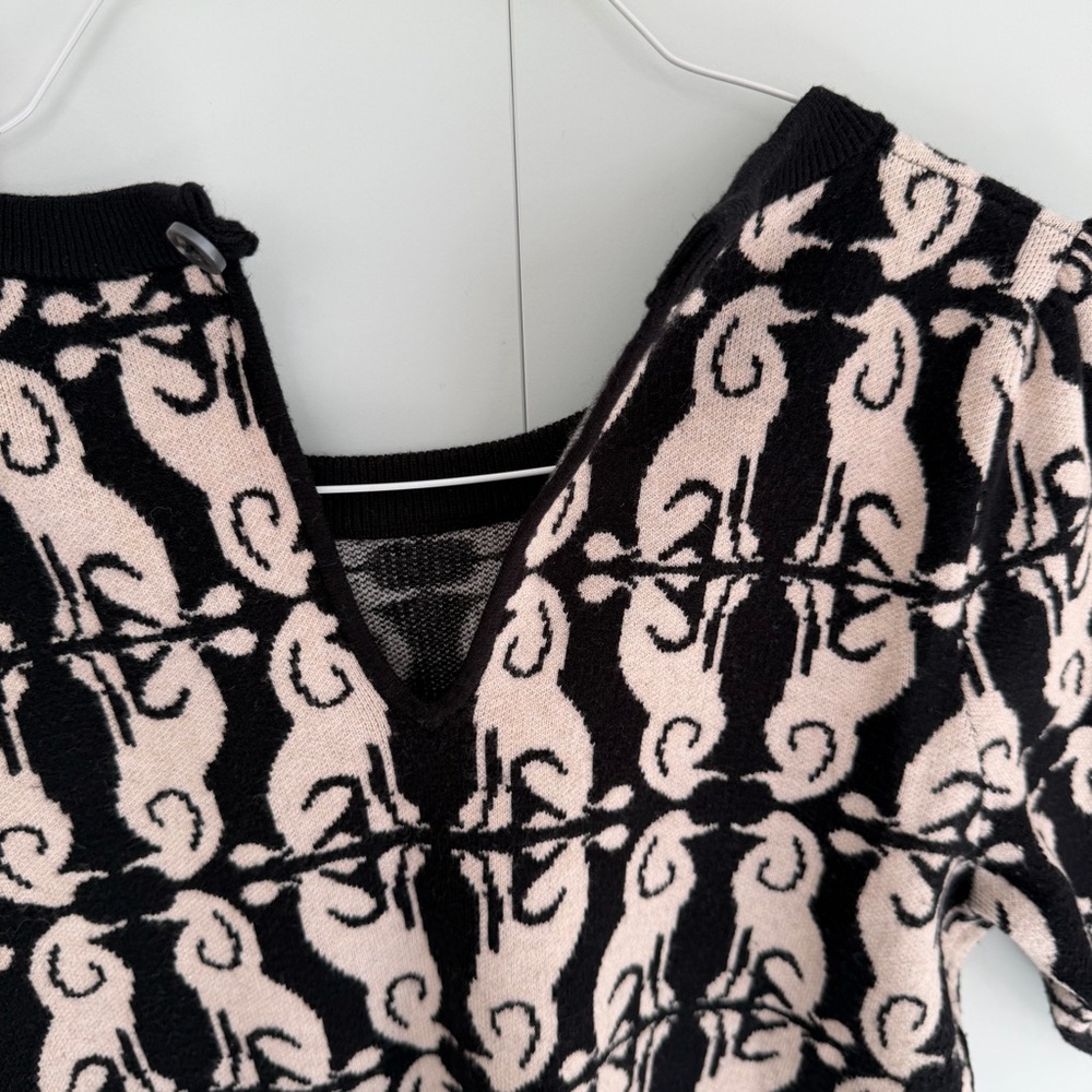 MAEVE x ANTHROPOLOGIE Harmon Jacquard Sweater Tee in Black White Poodle - Picture 6 of 9